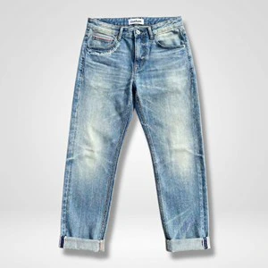 Custom Private Manufacturer Men's Industrial Bottoms Red Selvedge Denim Jeans Men High Quality Blue Baggy Street Slacks Modern
