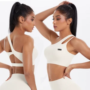 2025 New Sportswear Activewear Top Backless Yoga Gym Fitness Workout Single Strap Sports Bra for Women