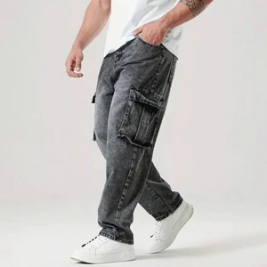 High Quality Men's Comfortable Cargo Jeans Casual Loose Multi-pocket Denim Trousers for Men
