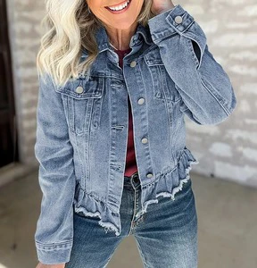 Women's Casual jeans Denim Jackets Outwear Fall Jacket Denim Button up Coat Oversize Denim Jacket for Ladies