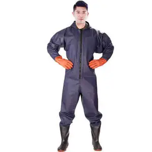 TOPIND Men's Waterproof Windproof Jaket PVC Fishing Waders With Puff Printing Washed Finish ODM Supply Boots