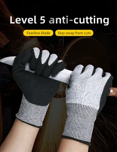CE EN388 Certified ANSI/ISEA Cut Level 5 Nitrile Palm Coated Puncture-Resistant Abrasion-Resistant Tear-Resistant Safety Gloves