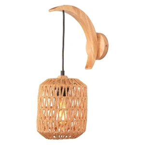 Handmade Natural Bamboo LED Farmhouse Decorative Wall Lamp with Glass Shade for Home Office Hotel Restaurant Use