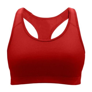 Women's Red Racerback Sports Bra Scoop Neck Medium Support Breathable Yoga Activewear Seamless Solid Color Sports Bras