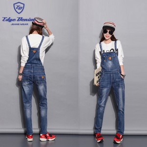 Factory Wholesale Denim Woman Jeans Jumpsuit Casual Blue Jumpsuit Jeans Woman With Button
