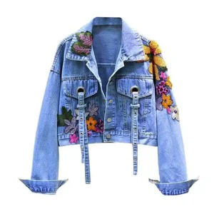 Designer New Hot Custom Logo Women's Vintage Casual Denim Jackets and Coats