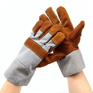 High Quality Leather Work Gloves High Visibility Customized Color Canadian Rigger Safety Gloves Wear Resistant Anti-Slip 10 Inch