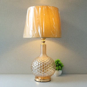 Hot Selling Retro Glass Table Lamps Simple LED Warm White Decorative Drum Shade E27 Electric Bedside Living Room Lounge