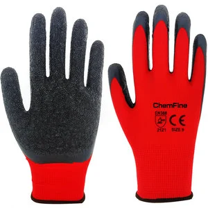 Guantes Wholesale Anti-slip Anti-Vibration Coated Latex Glove Men's Crinkle Latex Coated Safety Working Gloves