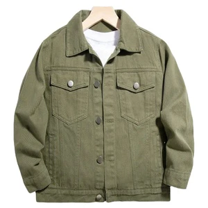 Men's Customizable High Street Sport Style Denim Jeans Jacket with Stand Collar Trending Outdoor Wear