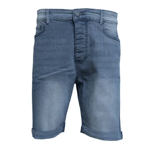 Men's Straight Leg Denim Shorts Mid Waist Regular Fit Stonewashed Cotton Casual Summer Style Solid Color Pockets