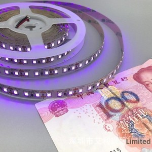 2835 UV 365nm Ultraviolet Ray Flexible LED Strip Light 12V DC 120LEDS/M IP20 Rated Dimmable Ribbon Purple Tape DJ Fluorescence