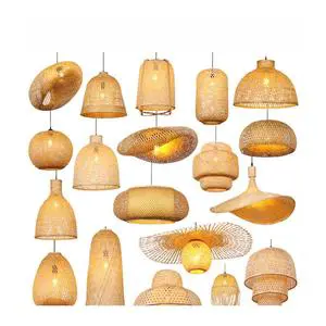 Hand Make Living Room Bamboo Filament Rattan Pendant Lamp Decoration Woven Hanging High Ceiling Restaurant Pendant Light