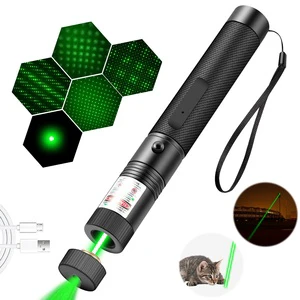 USB Laser 303 Rechargeable Stars Laser Flashlight Sight with Built-in Battery Green Red Purple Lazer for Teaching Laser Pen