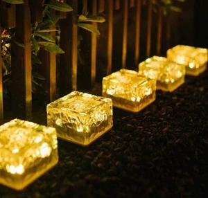Solar Ice Brick Lamp Landscape Balcony Garden Floor Tile Lamp Courtyard Pathway Decoration Waterproof Solar Ice Buried Led Lamp