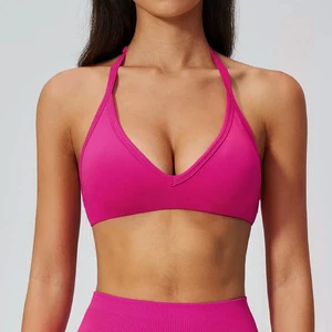 Skin Friendly Supportive Women Workout Bra Padded Open Back Stylish Yoga Gym Running Bra Custom Sports Bra