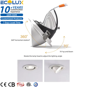 High Efficiency CE ETL SAA Led Downlight 12W 15W 25W 30W 40W Adjustable 360 Rotatable Gimbal Aluminum Elephant Trunk Light
