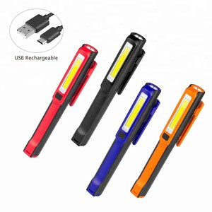 Multifunction Rechargeable Flashlight High Lumens LED COB Pocket Pen Work Light With Clip and Bottom With Strong Magnet