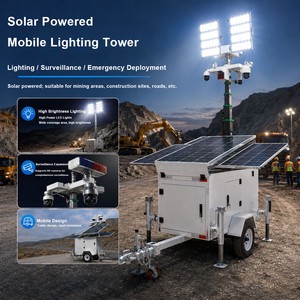 Solar Light Tower Electric Telescopic Mast Solar Powered Mobile Trailer Construction Light Tower with CCTV Mining Operation