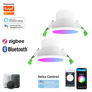 Intelligent Lamp Google Assistant Alexa SMD Dimmable TUYA ZigBee APP Recessed RGB+CCT Wifi Switchable IP44 Smart Down Light 10w