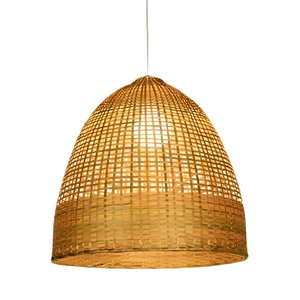Classic Style Bamboo Woven Pendant Lamp 40-45cm Handwork for Restaurant Kitchen Living Room Decor with Chandelier