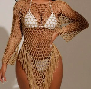 ZS233 Solid Color Loose Hollow Out beach Cover Up