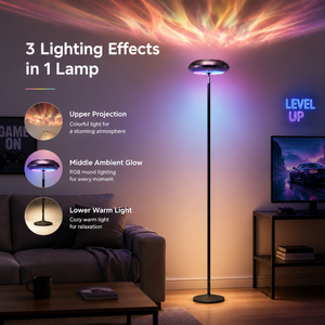 Modern LED Floor Lamp RGBIC RGB Smart Music Sync WIFI TUYA Corner Ambient Standing Light for Living Room Bedroom Gaming Setup