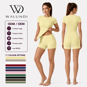 Wholesale Yoga Sets For Women Comfortable Elastic Waist Yoga Top Shorts With Pocket Fashion 2 Piece Fitness Wear