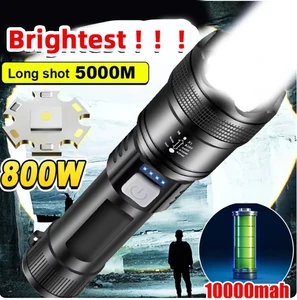 Plastic Electronic Display Rechargeable Portable Waterproof Torch Light Long Range Powerful Led Flashlight