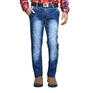 Men's Casual Canvas Denim Pants Slim Straight Mid Rise Regular Fit Long Trousers Comfortable High Quality Midweight