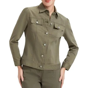 Factory Price Women's 100% Cotton Streetwear Winter Denim Jeans Jacket with Button Casual Long
