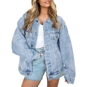 Women's Long Sleeved Loose Denim Jacket Denim Button Fashion Jacket