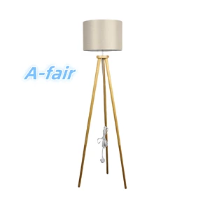 Wood Floor Lamp with Fabric Shade, Indoor Lamp, Decoration Lamp Dining Room Floor Lamp