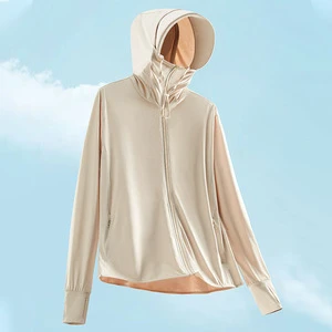 Customization Unisex Hooded Thin Summer Anti-UV Large Brim Outdoor Wrinkle-Resistant UPF50+ Ice Silk Sunscreen Clothing