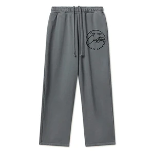 High Quality 360 Grams 100% Cotton Loose Heavyweight Eco-Friendly Straight Pattern Casual Washed Wide Leg Open Bottom Pants