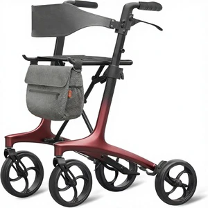 Premium Carbon Fiber Rollator Walker Ultralight 5.5kg Foldable Lightweight Mobility Aid with Seat for Elderly Seniors