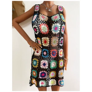 Oem Coverups Women Beachwear Flower Bohemian Beach Cover Ups Loose Knit Crochet Cover up Swimwear Beach Dress 2024 Vocation