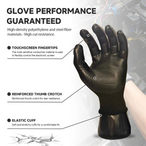Breathable Nitrile Foam Black Nitrile Dipped Work Safety Gloves With Touchscreen For Long-Shift Labor Duty