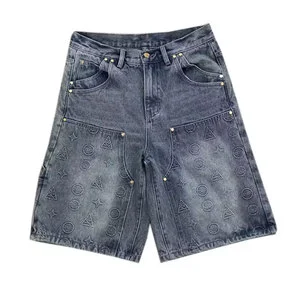 Men's Casual Breathable Straight Denim Shorts Customizable Streetwear Outdoor Summer Fashion Denim Shorts