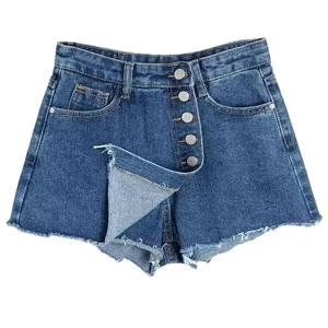 Women's Shorts Customized Women Jeans Wide Leg Casual High Waist Washed Plain Baggy Jorts Denim Shorts Jeans