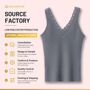Women 100% Cashmere Ribbed Knit Tank Top Lace Hollow V Neck Sleeveless Camisole 5 Solid Colors Soft Slim Fit Base Layer Vest