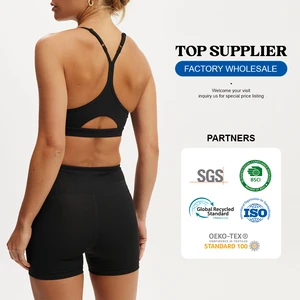 Custom Comfortable Yellow Yoga Active Wear Sets Gym 2 Pieces Sports Bra Fitness Shorts Yoga Sets