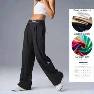 Women's Spring Quick-Dry Breathable Four-Way Stretch Low-Waisted Active Bottoms Loose Solid Color Casual Wide-Leg Pants Elastic