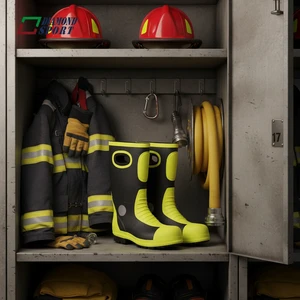 Best Selling Fire Resistant Safety Boots Waterproof Firemen Firefighting Rubber Rain Boots Steel Toe For Winter Autumn Seasons