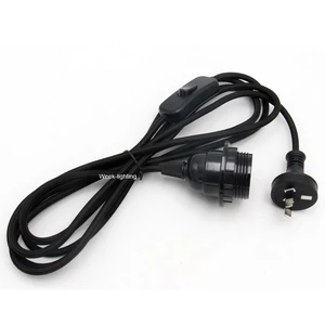 Vintage Textile Cord With EU Plug Switch E14 Threaded Bulb Base Lamp Holder for Pendant Light Cord Sets