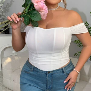 SMOOTH Plus Size Curvy Women Summer Fishbone Bustier Top Fashion Sexy Slim Fit Tube Vest Wrap Crop Top Sexy Slim Fit Camisole