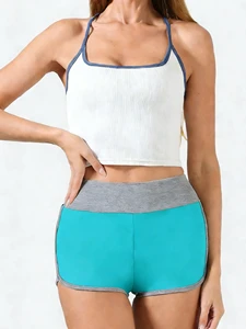 Women's Plus Size 3-Pack High Waisted Active Shorts Contrast Trim Stretchy Breathable Hot Shorts Workout Running
