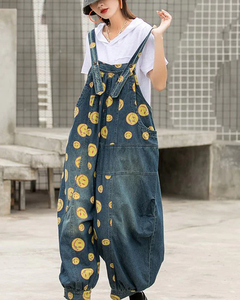 Women's Summer Streetwear Gothic Vintage Solid Pattern Denim Strapless Overalls Classic Button Cuffed Hem Mid Waist 100% Cotton