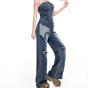 Newest Hot Sale Women Jeans Wide Leg Casual Denim Jean Sexy Overalls Trouser Jumpsuit