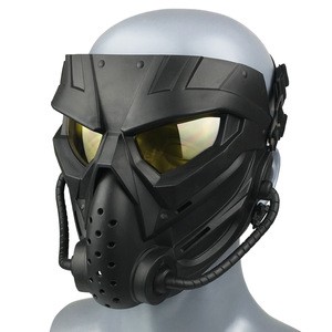 Black Full Face Protective Mask with Yellow Lens for Outdoor Activity Protection and Cosplay Use Factory Custom